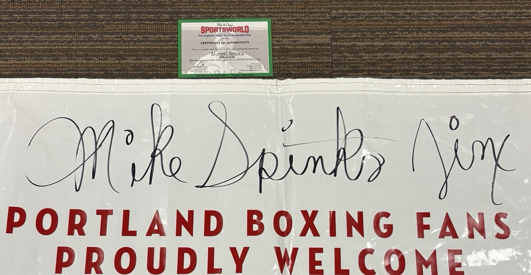 Michael Spinks Autographed Coors Light Portland Boxing Banner Huge Signature