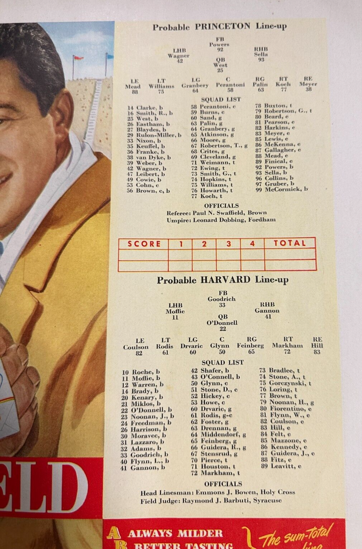 November 8, 1947 Harvard University Vs Princeton Football Program 33-7 Tigers