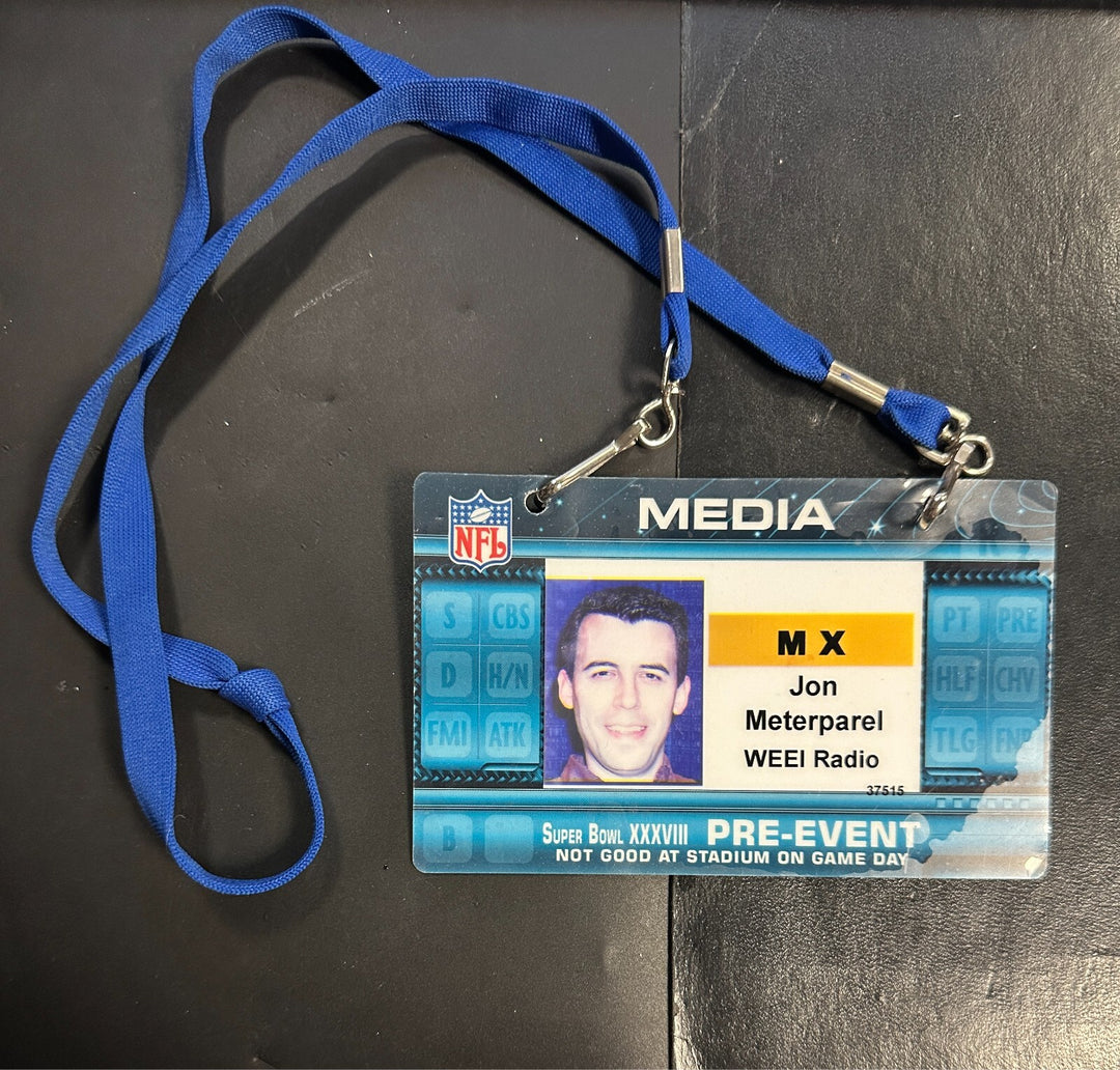 Super Bowl XXXVII Pre-Event Official Media Press Pass Badge & Lanyard