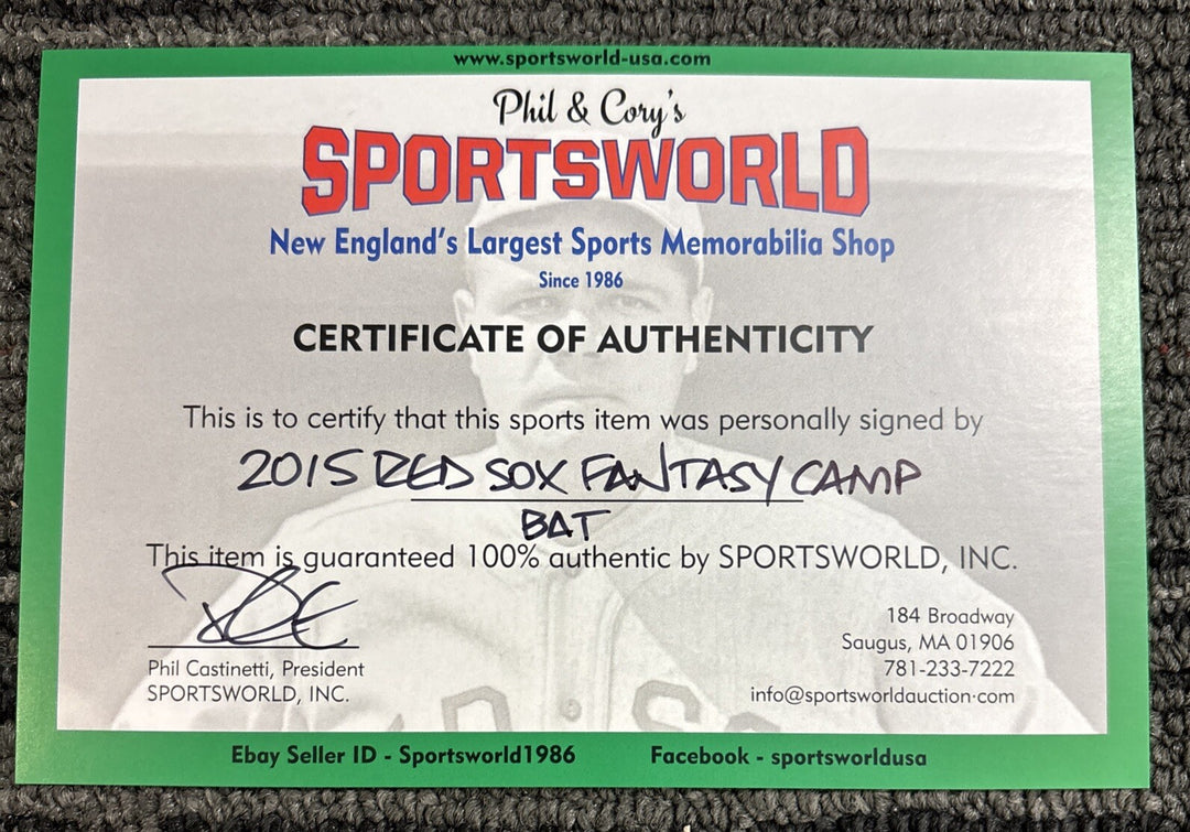 2015 Red Sox Fantasy Camp Signed Baseball Bat Campbell Petrocelli Barrett Etc.