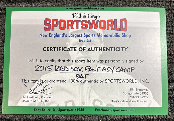 2015 Red Sox Fantasy Camp Signed Baseball Bat Campbell Petrocelli Barrett Etc.