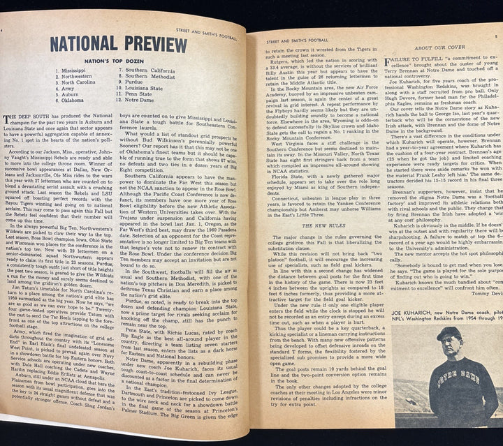 1959 - STREET & SMITHS YEARBOOK FOOTBALL / T BRENNAN / G. IZO / J KUHARICH