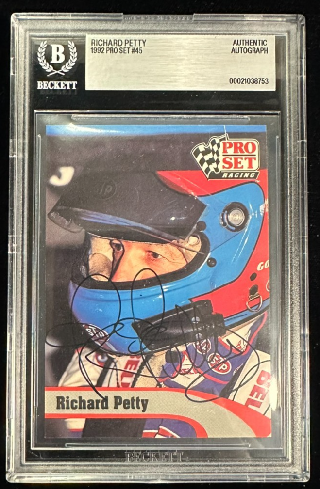 1992 Pro Set Richard Petty Autographed Card #45 BAS Slabbed NASCAR