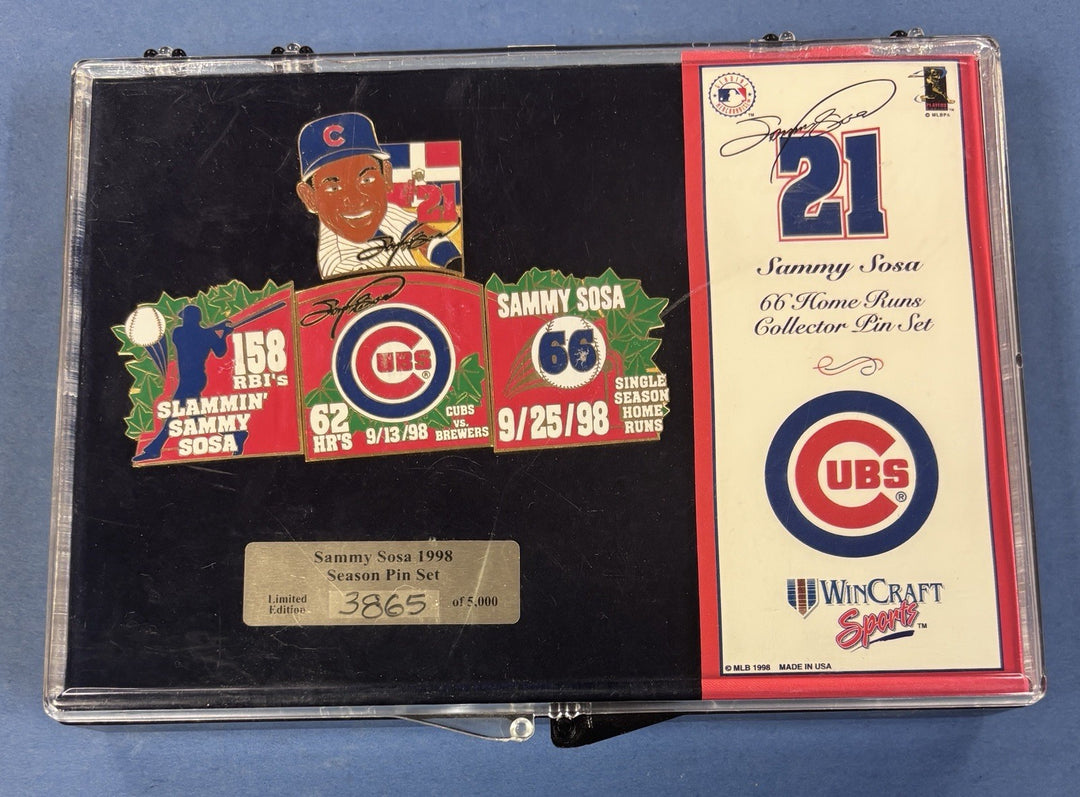 Sammy Sosa 1998 Chicago Cubs Baseball Season Limited Edition 4 Pin Set #3865