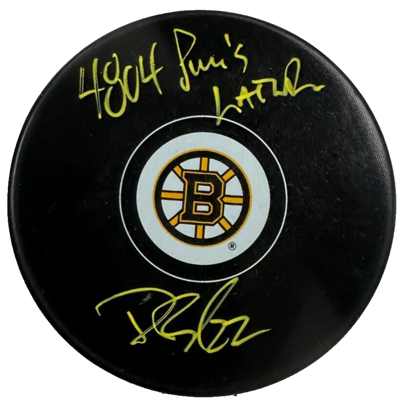 Dennis Bonvie Autographed Boston Bruins Hockey Puck W/ 4804 PM's Leader