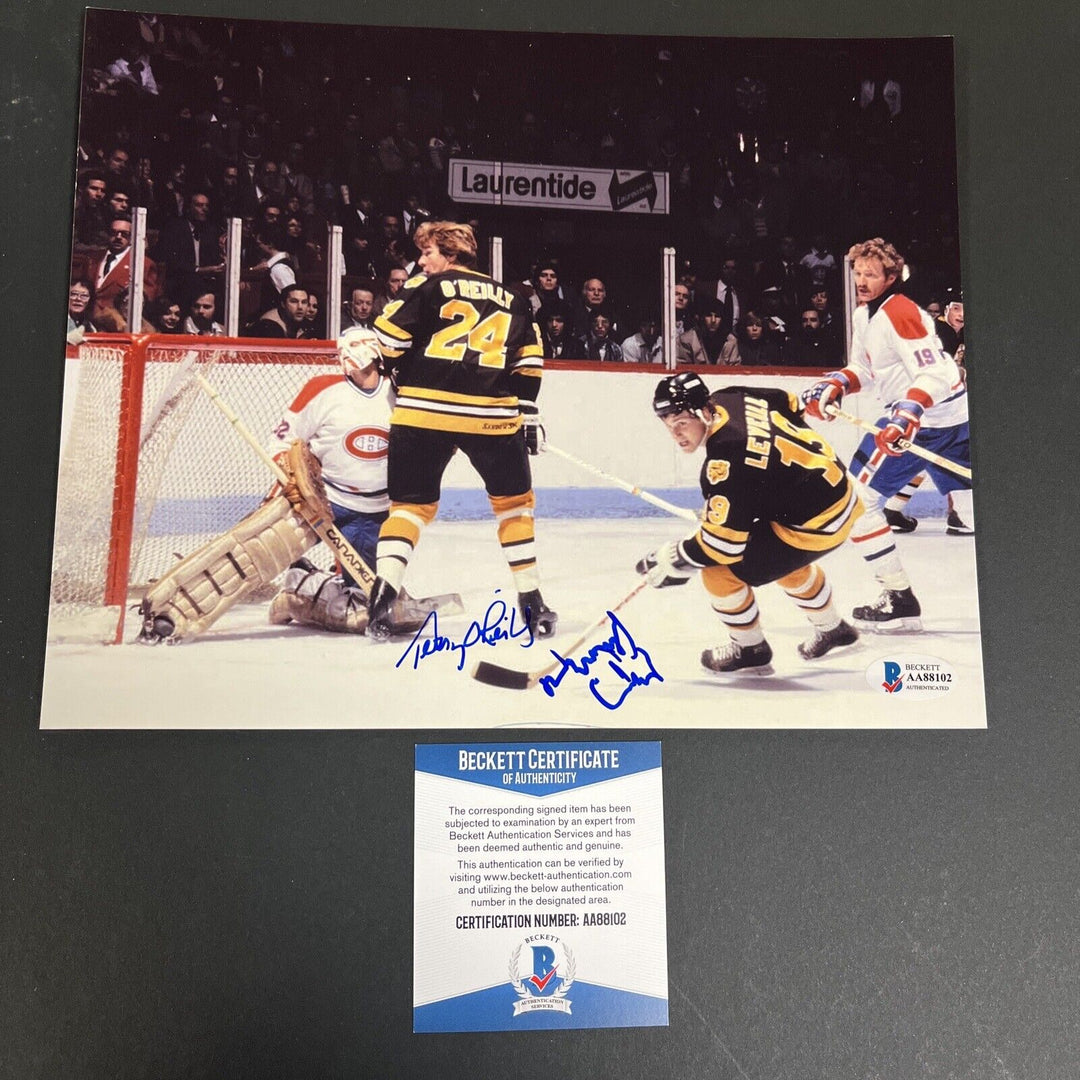 Terry O’Reilly Normand Leveille Signed 8x10 Boston Bruins Beckett COA