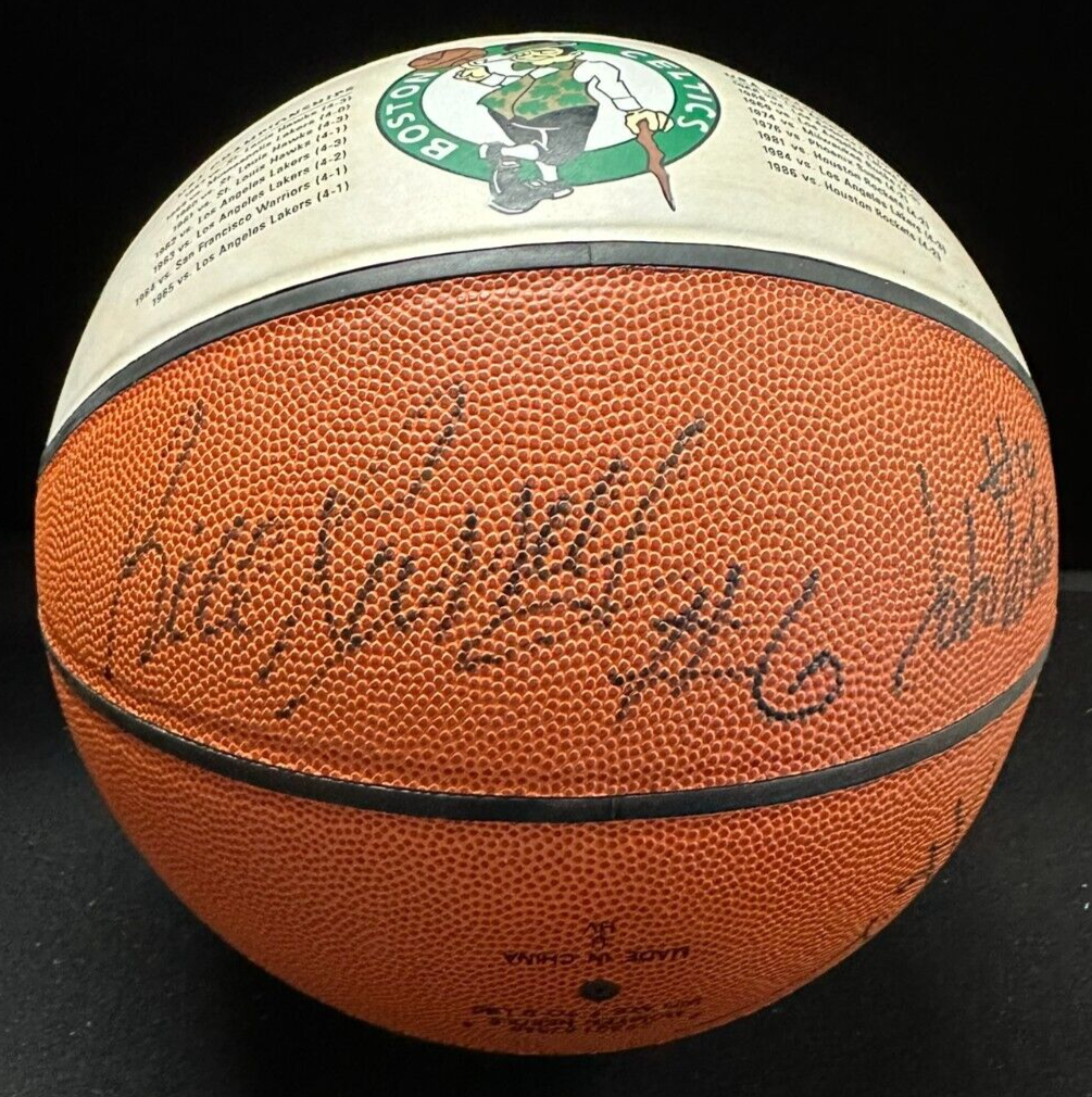 Russell Cousy Heinsohn Jones & White Signed Boston Celtics 1946 Logo Basketball