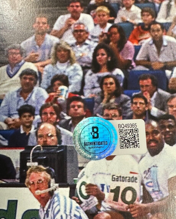 Dominique Wilkins Autographed Slam Dunk 8x10 Photo Atlanta Hawks BAS