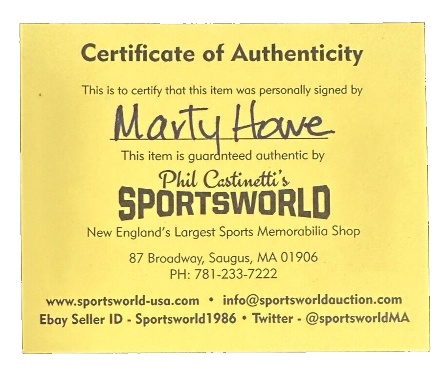 Marty Howe Autographed Boston Bruins Hockey Puck HOF