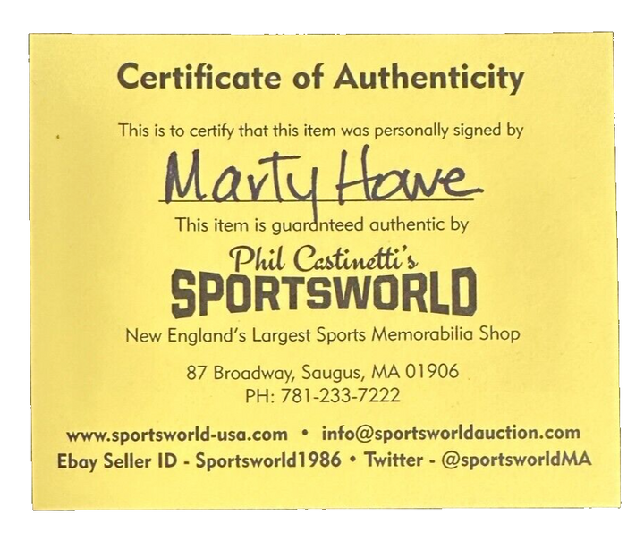 Marty Howe Autographed Boston Bruins Hockey Puck HOF
