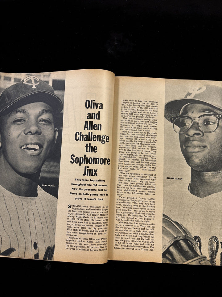 1965 Inside Baseball Magazine Tony Oliva Twins / Richie Allen Phillies