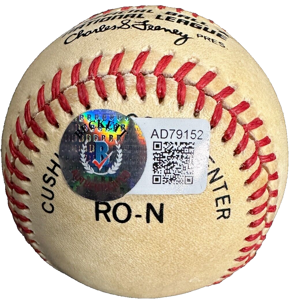 Eddie Mathews Autographed National League Baseball HOF Braves BAS