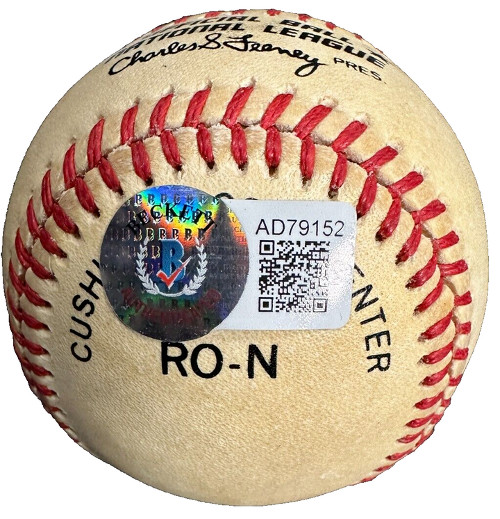Eddie Mathews Autographed National League Baseball HOF Braves BAS