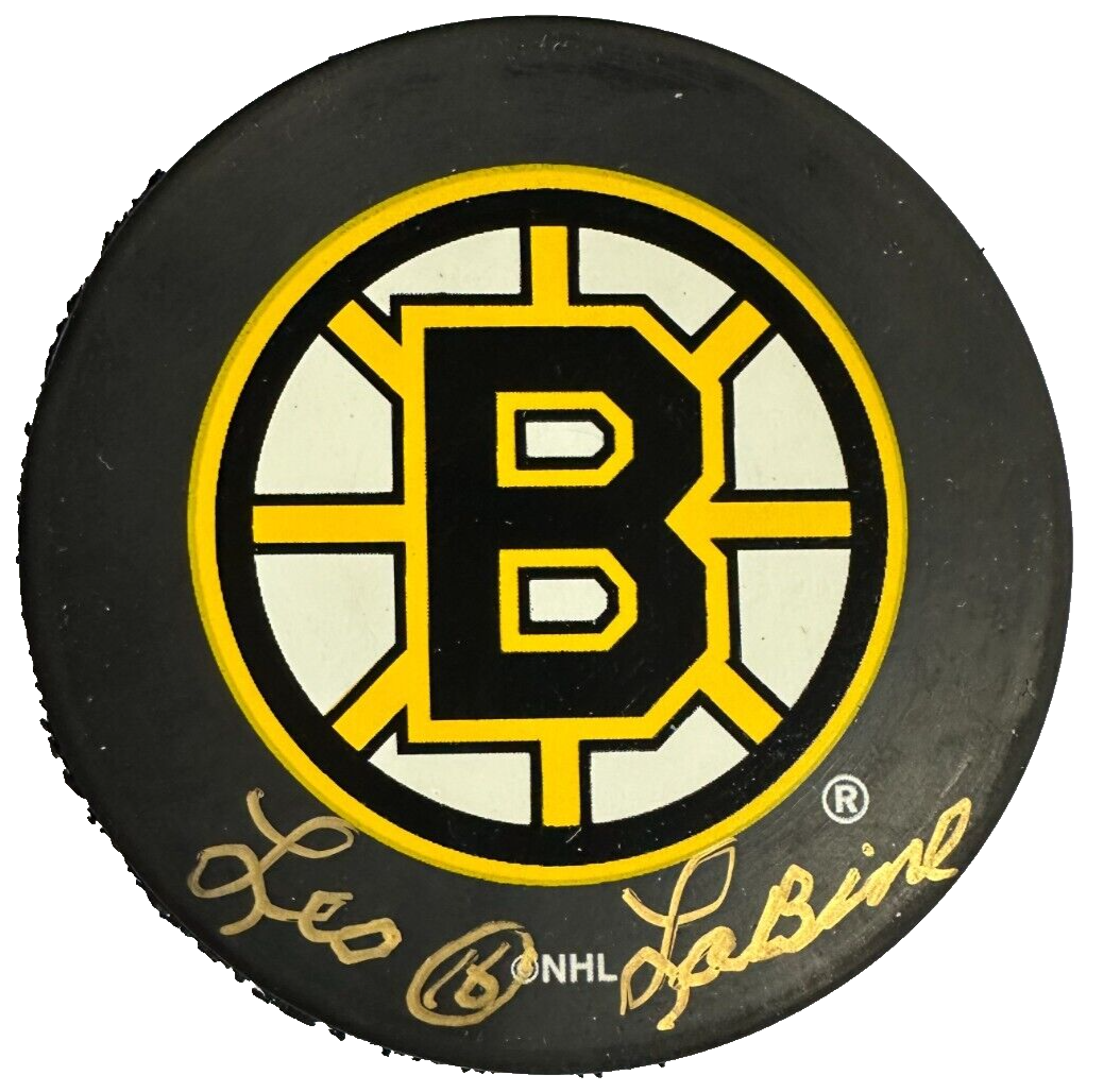 Leo Labine Autographed Puck Autographed Boston Bruins NHL