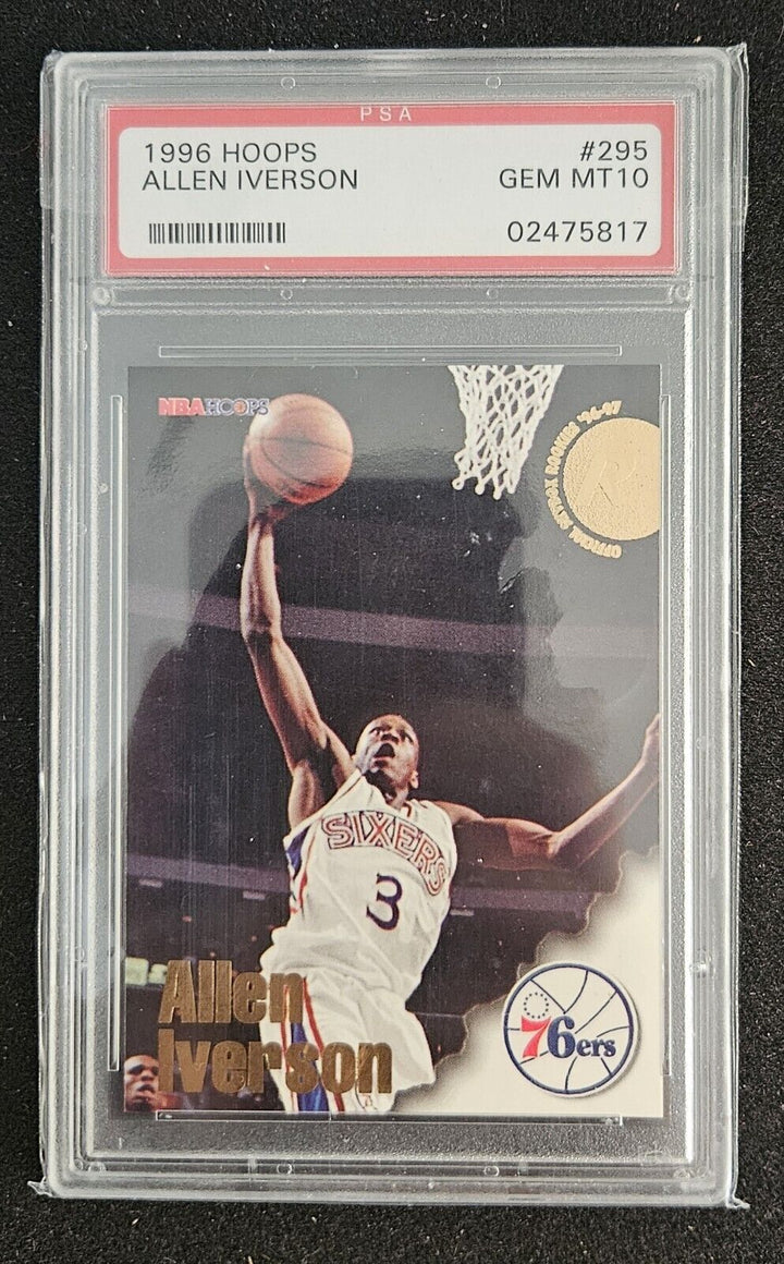 1996 Hoops #295 Allen Iverson RC Rookie Card PSA 10 Gem MT