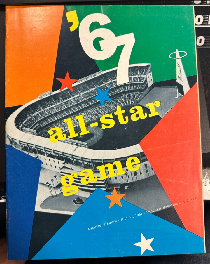 1967 MLB Baseball All-Star Game Program Anaheim Stadium 2-1 NL Allen Perez HR