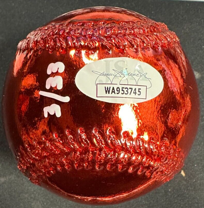 Jason Varitek Autographed Red Chrome Baseball 3/33 Boston Red Sox JSA