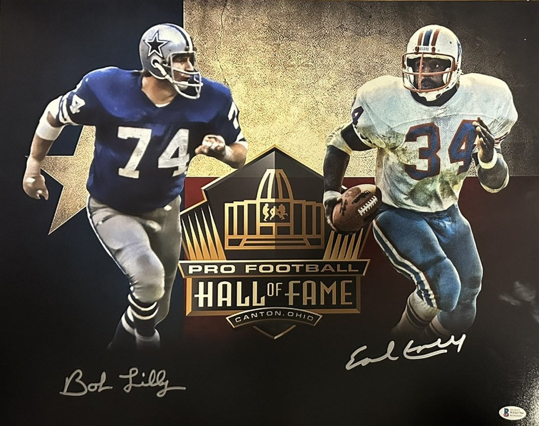 Bob Lilly & Earl Campbell Autographed Pro Football HOF 16" x 20" Photo BAS
