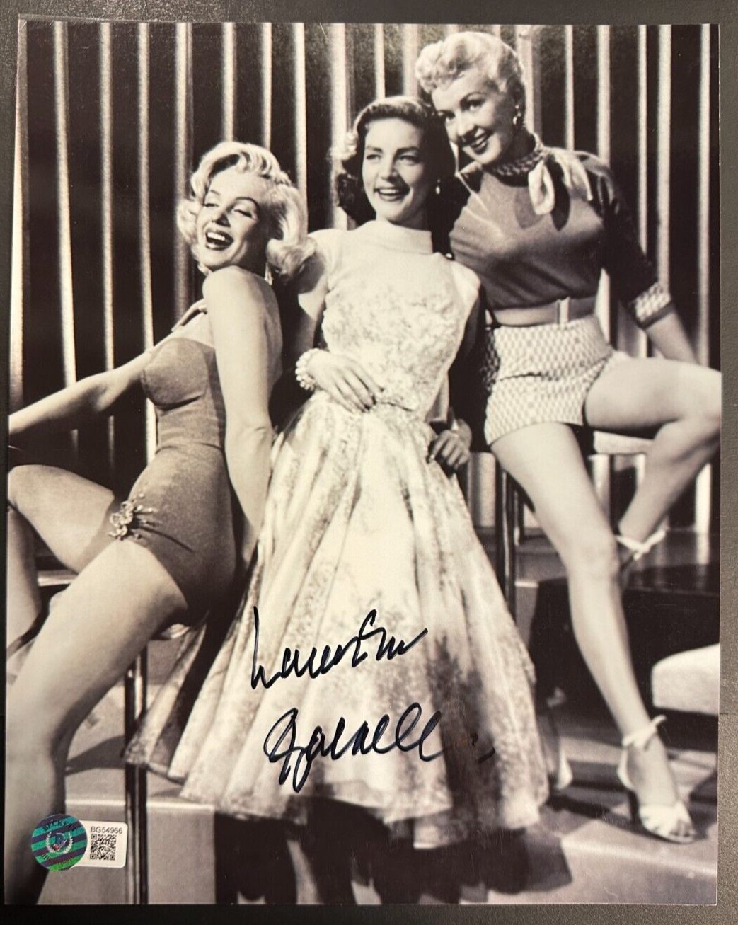 Lauren Bacall Autographed 8x10 Showgirls Photo BAS W/ Marilyn & Betty Grable