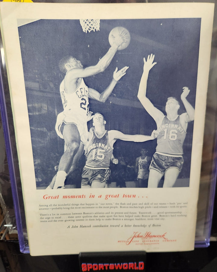 1960 NBA Finals Boston Celtics Vs. St. Louis Hawks Program Game 2 March 29, 1960