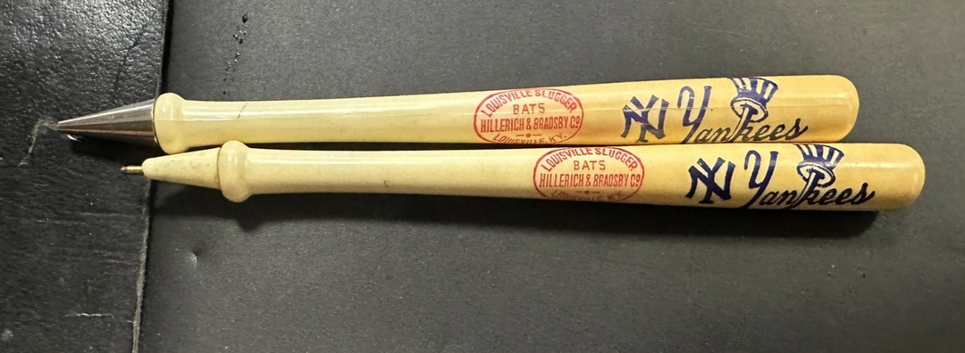 2 New York Yankees Plastic Baseball Bat Pen & Pencil Louisville Slugger MLB