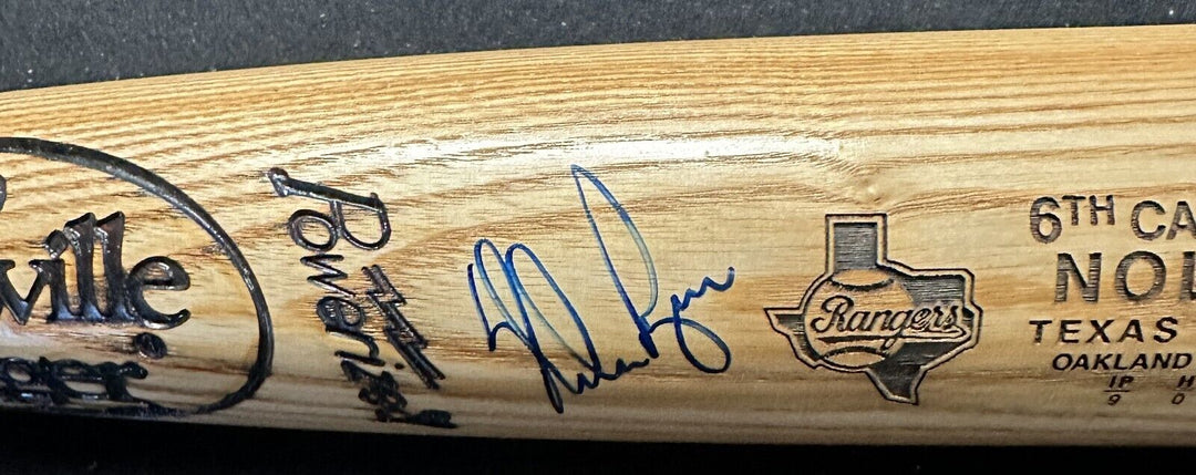 Nolan Ryan Autographed 6th Career No-Hitter LS Bat 131/1000 BAS Rangers HOF