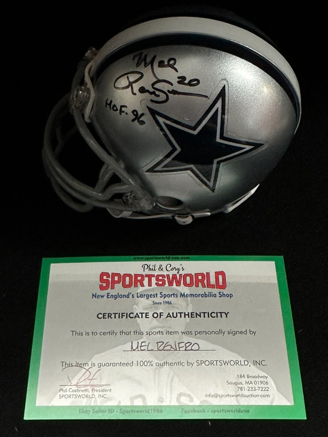 Mel Renfro Autographed Dallas Cowboys Riddell Mini Helmet W/ HOF 96 Insc