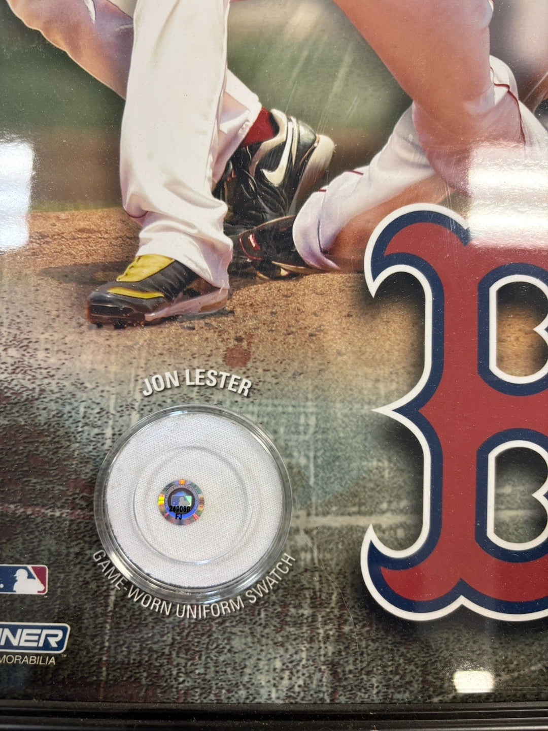 Youkilis Lester Buchholz Pedroia Framed Game Worn Uniform Swatches Steiner
