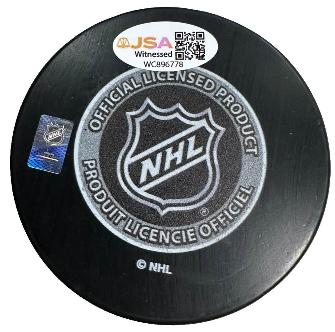 Andrew Ference Autographed 2011 Stanley Cup Champions Puck Bruins JSA