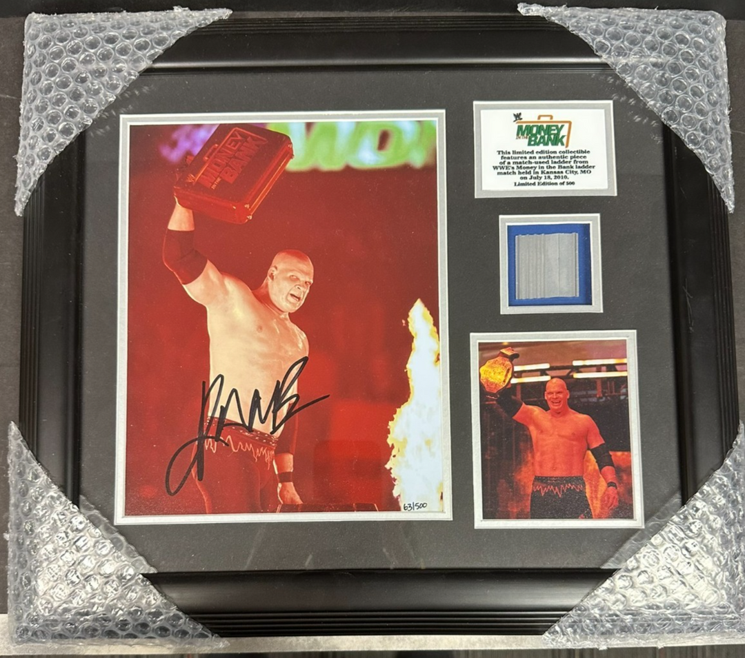 Kane Autographed 8x10 Photo Framed W/ Piece of Ladder Money in the Bank WWE /500