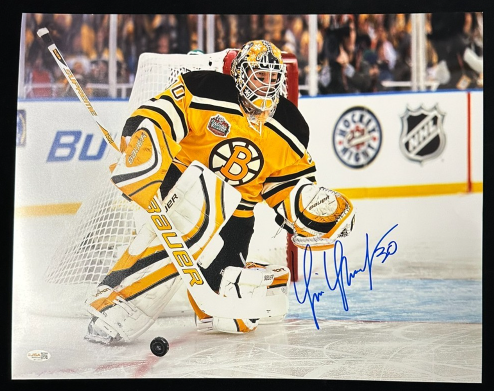 Tim Thomas Autographed 2010 Winter Classic 16x20 Photo JSA Fenway Park Bruins