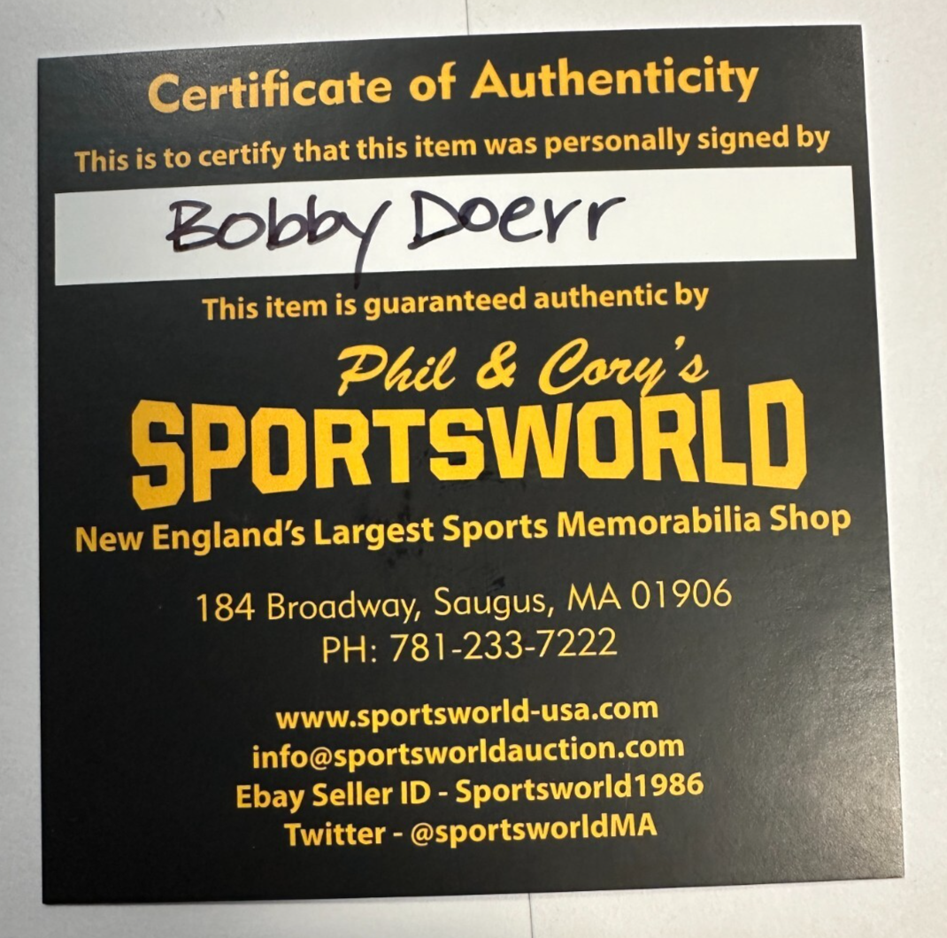 Bobby Doerr Autographed Boston Red Sox Postcard HOF