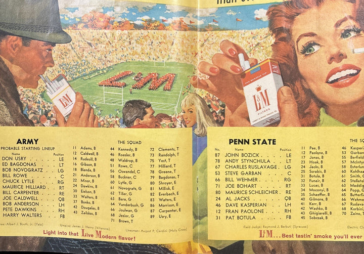 Oct 4 1958 Army vs Penn State Program & News Clippings
