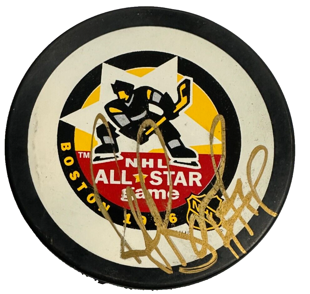 Ray Bourque Autographed 1996 All-Star Game Souvenir Hockey Puck