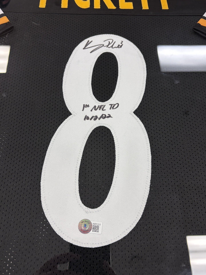 Kenny Pickett Framed Signed Steelers Jersey 1st NFL Touchdown 10/2/22 Beckett