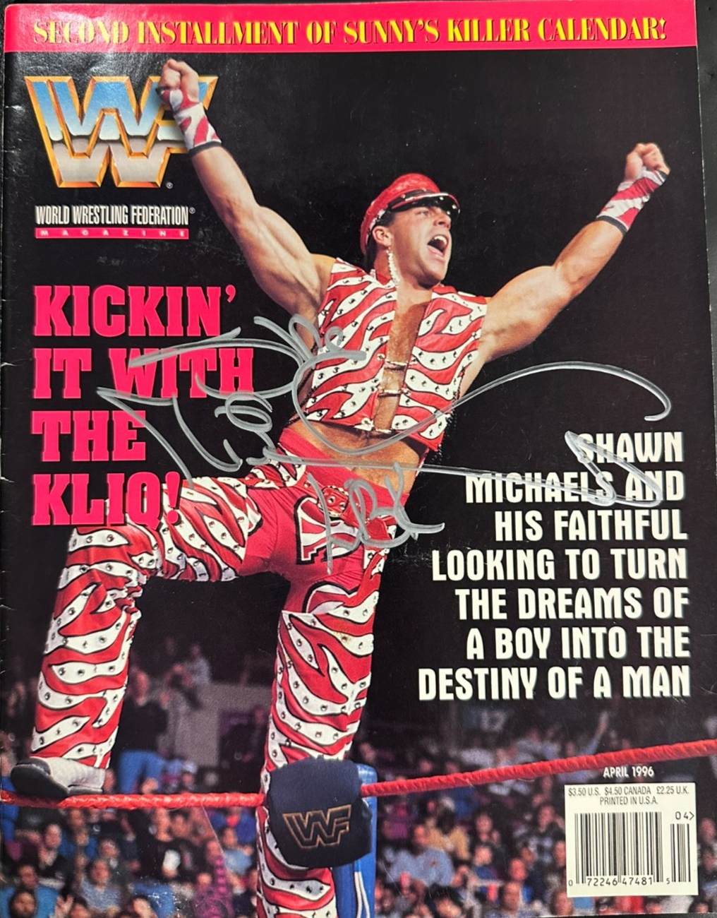 Shawn Michaels Autographed April 1996 Issue of WWF Wrestling Magazine