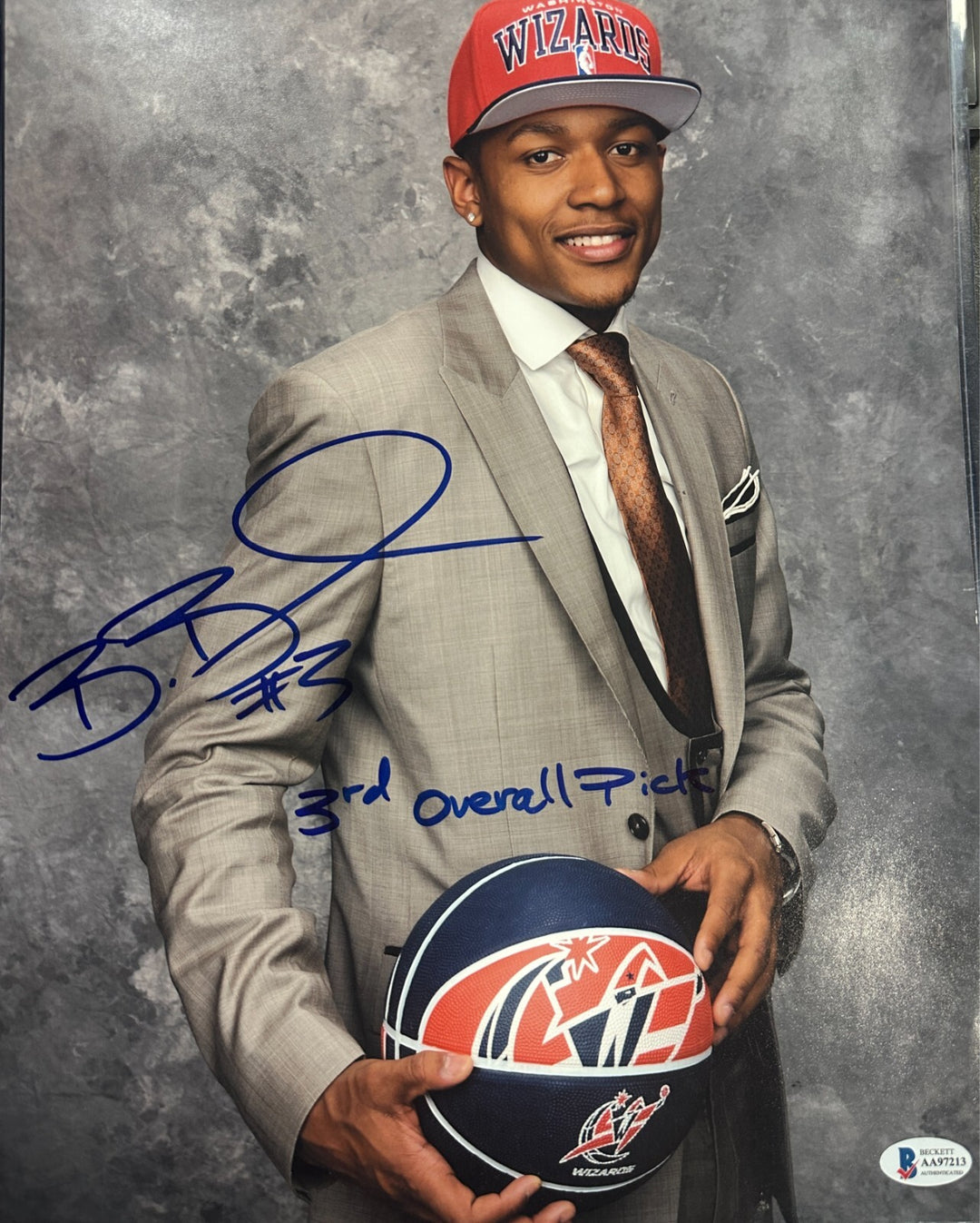 Bradley Beal Autographed 11x14 Photo W/ 3rd Overall Pick Insc Wizards BAS
