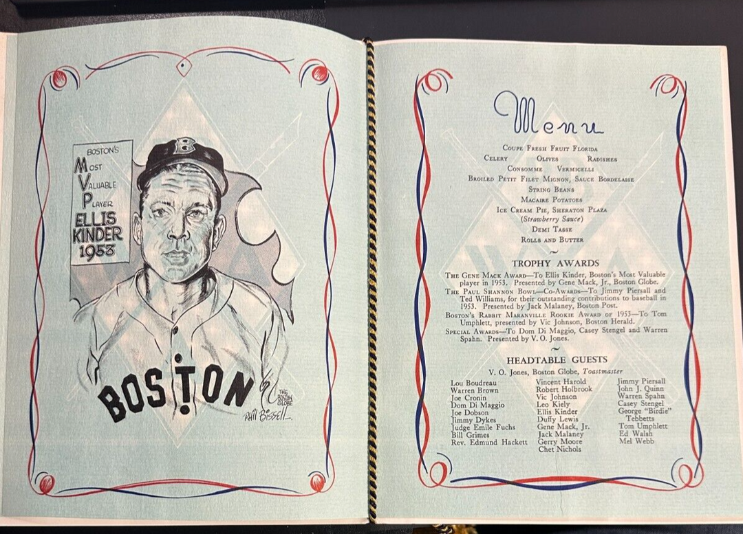 Jan 28 1954 Fifteenth Annual Baseball Writers Association America Dinner Program