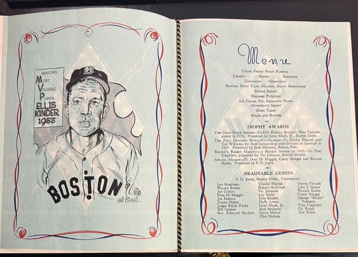 Jan 28 1954 Fifteenth Annual Baseball Writers Association America Dinner Program