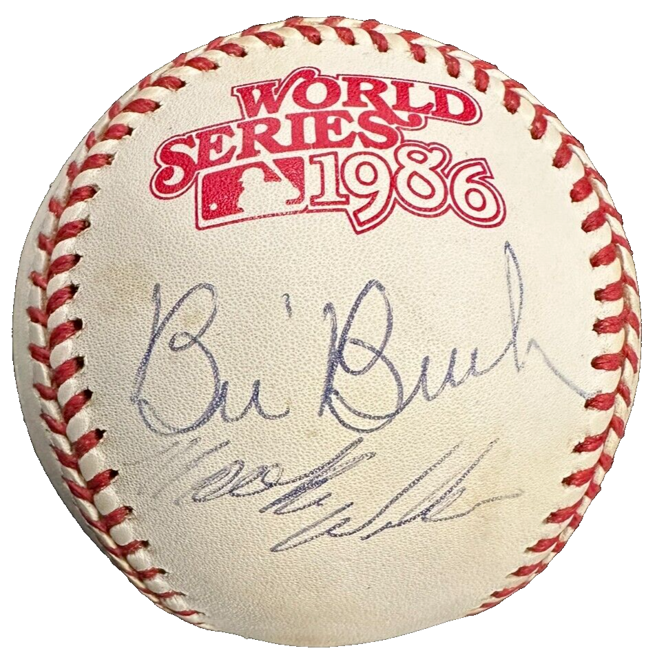 Bill Buckner & Mookie Wilson Autographed 1986 World Series Baseball Steiner