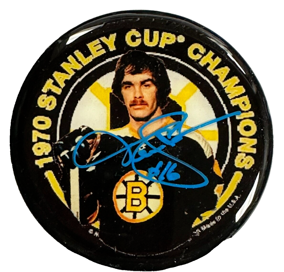 Derek Sanderson Autographed 1970 Stanley Cup Champions Photo Puck