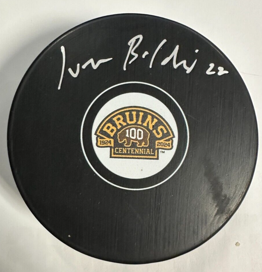 Ivan Boldirev Autographed Boston Bruins 100th Anniversary Hockey Puck NHL