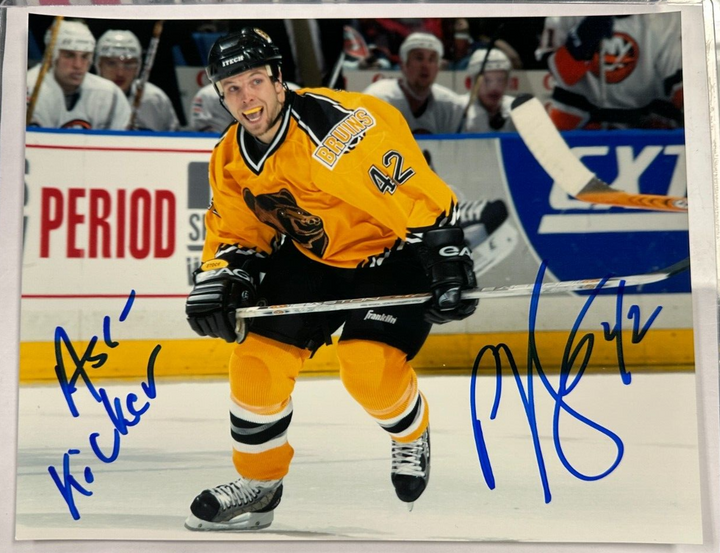 P.J. Stock Autographed 8x10 Photo Boston Bruins W/ Ass Kicker Insc