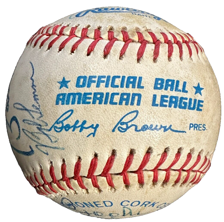 Baseball Hall of Famers Autographed Baseball Williams Bench Spahn Carlton BAS