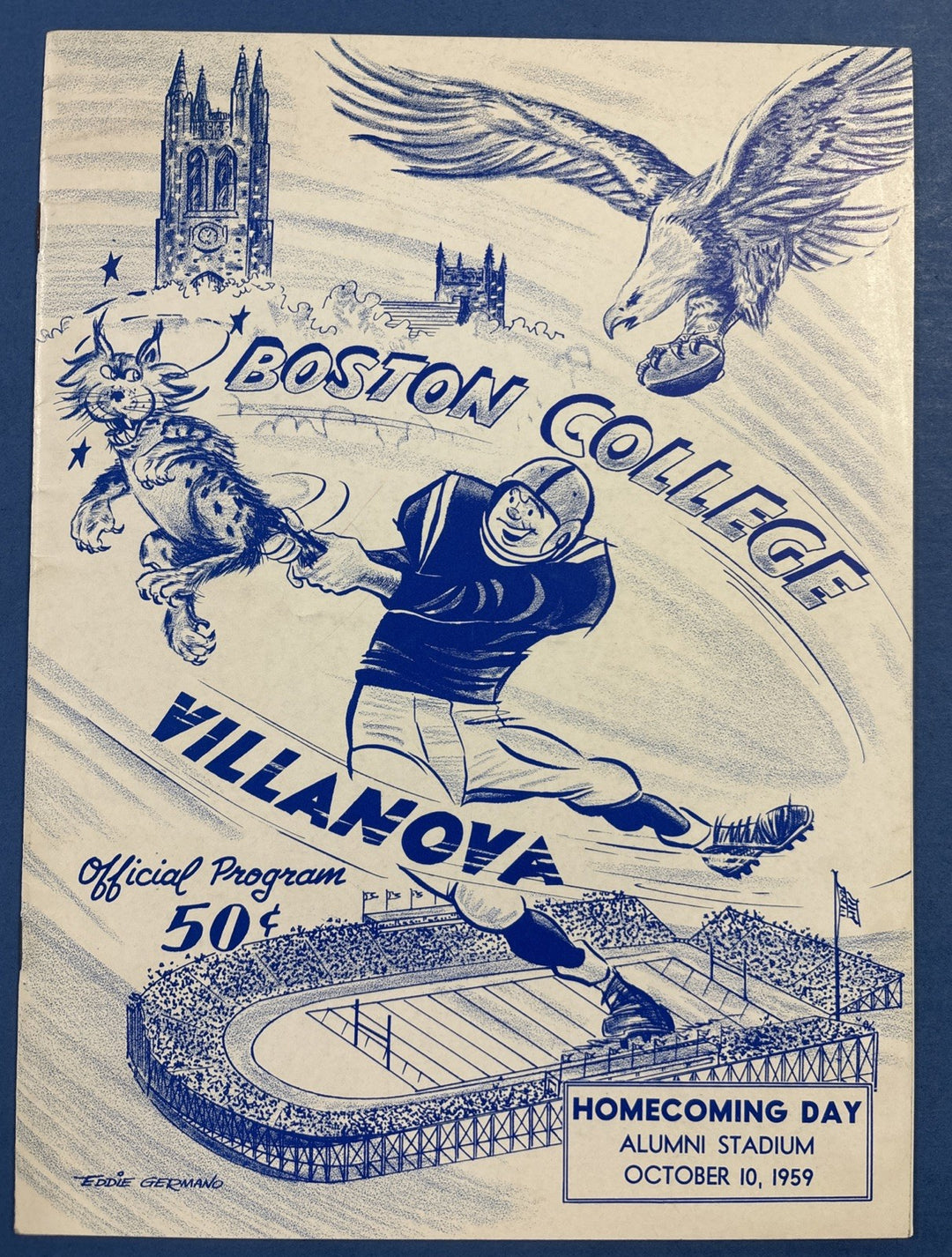 1959 BOSTON COLLEGE EAGLES VS VILLANOVA COLLEGE FOOTBALL PROGRAM Ex shape