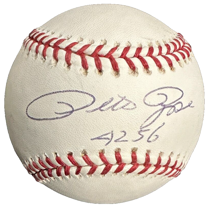 Pete Rose Autographed Stats Major League Baseball W/ 4256 Insc PSA/DNA