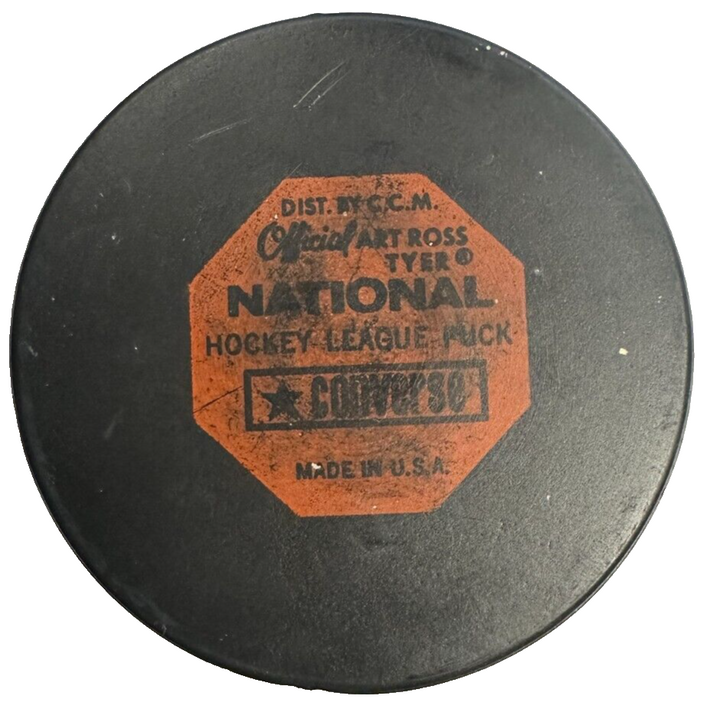 Vintage 1971-77 Detroit Red Wings Art Ross Converse Game Hockey Puck NHL