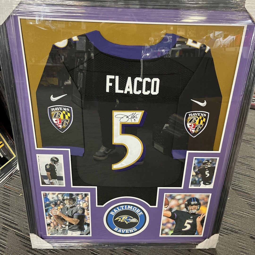 Joe Flacco Autographed Framed Baltimore Ravens Jersey JSA COA