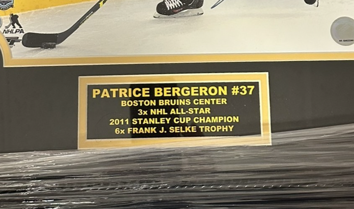 Patrice Bergeron Autographed Boston Bruins 8x10 Photo Framed NHL