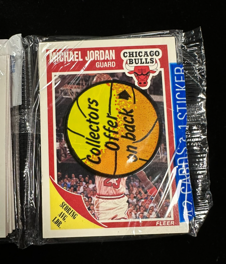 1989 Fleer Basketball Rack Pack Michael Jordan Card on Front Isiah Sticker Back